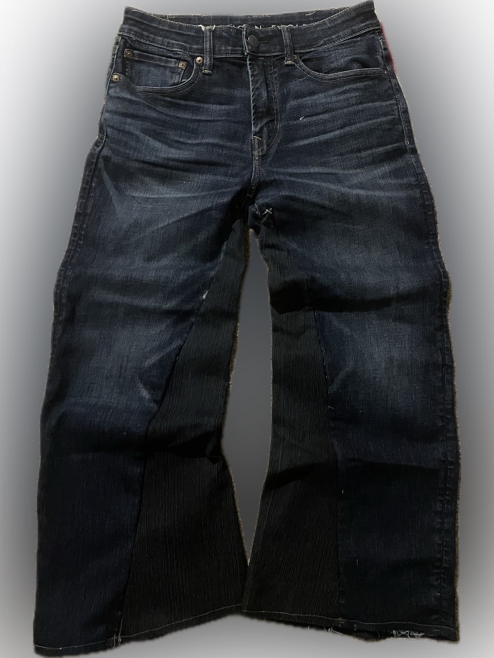 Custom made Men's Dark Wash baggy/bootcut Jeans - Black